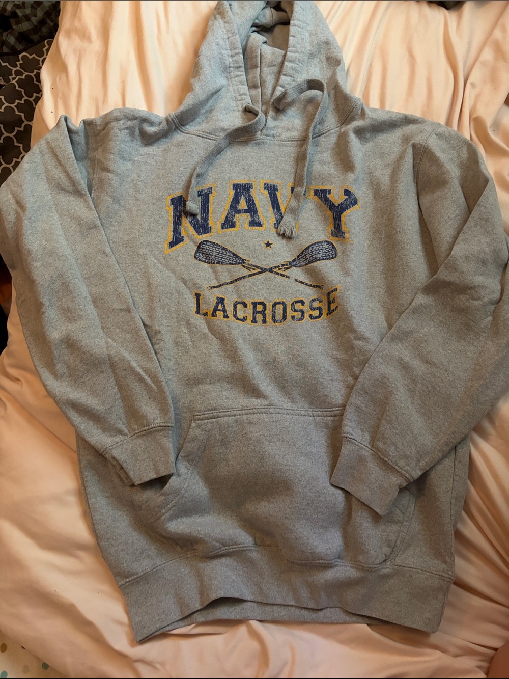 Navy Lacrosse Gray Hoodie Sweatshirt
